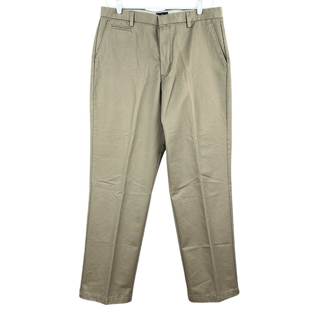 Dockers Men's Relaxed Fit Tan Khaki Pants Size 38x34 Flat Front Cotton